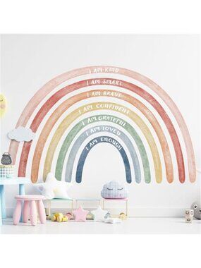 Rainbow Wall Decal Large Vinyl Sticker Waterproof Kids Room Nursery Decor